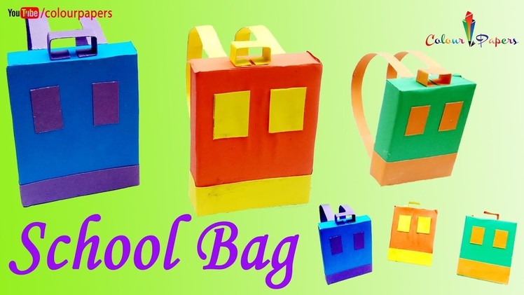 How to make a paper School Bag | Backpack Origami | Easy DIY paper School backpack for kids