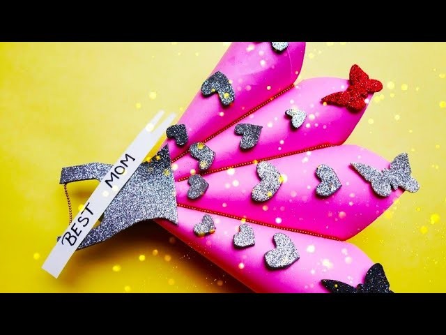 HOW TO MAKE CARD FOR MOTHER'S DAY USING CHARTPAPER GLITTER PAPER BALL CHAIN  DECORATIVE STONE |