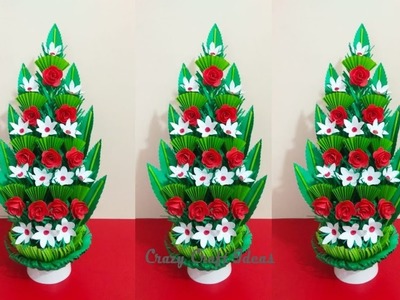 How To Make Flower Bouquet With Color Paper||Floral Design Bouquet|| Crazy Craft Ideas.