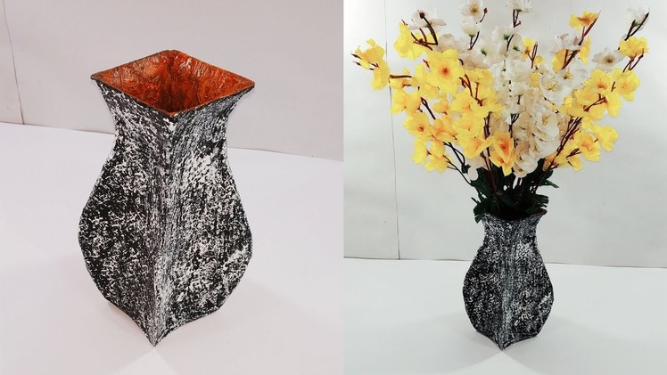 How to make flower pot | Cardboard flower vase making