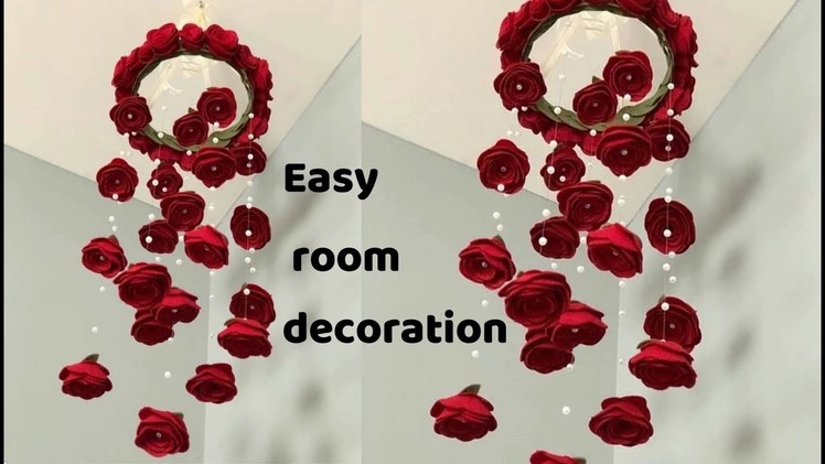 How to make paper decorations for your room||wall decoration with paper flowers