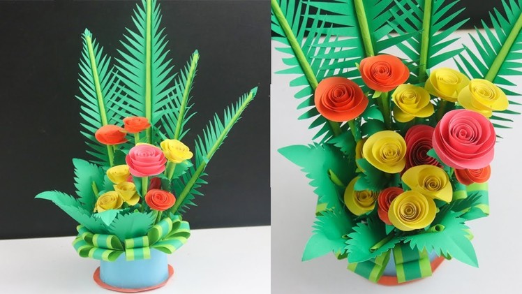 How to make paper flower bouquet | diy flower bouquet paper |  make paper floral decoration