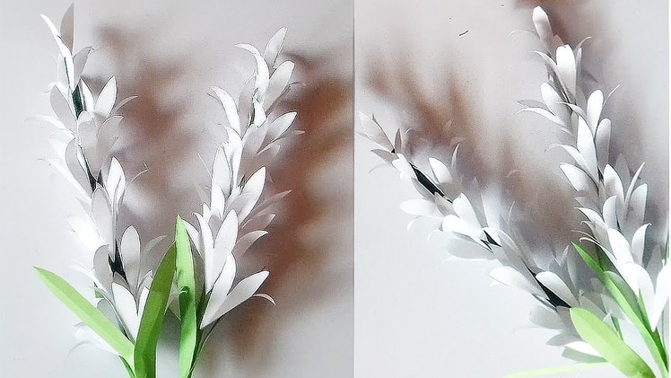 How to make Paper Flower - Tuberose Flower Making of Plain Paper - DIY Paper Crafts | Tuberose