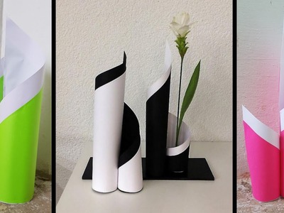 How to make paper flower vase at home | #3 | diy paper flower vase