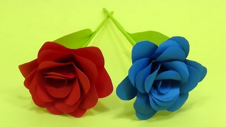 How To Make Realistic Paper Roses With Leaves - DIY Easy Paper Flower - Complete Origami Tutorial