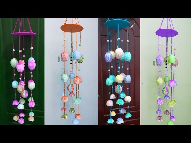 How To Make Wind Chimes With Waste Material - Best Out of Waste - Home Decoration -Egg Decor Idea
