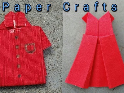 Paper crafts |How to make T-shirt & dress using cardboard| Simple crafts.