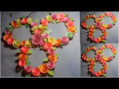 Wall hanging with paper crafts | Wall Decoration ideas | How To Make Easy paper flower wall hanging