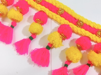 10 Minutes Craft | DIY Dussehra, Diwali Decor | Woolen Craft Idea | Woolen Toran Design | Door Toran