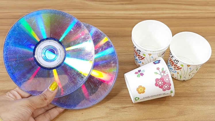 2 SUPERB FLOWER VASE USING WASTE COFFEE CUPS AND CD DISC | DIY CRAFT | BEST OUT OF WASTE