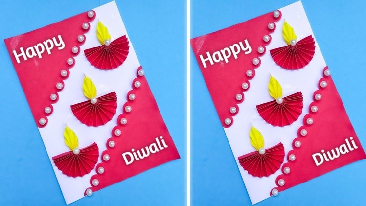 Diwali card making handmade easy. How to make Diwali greeting card. Easy and Beautiful Diwali card