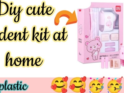 Diy cute student kit at home.How to make cute school supplies.Homemade student kit.Craftandslimehub