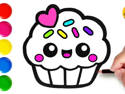 Draw a Cute Cupcake Easy. How to Draw a Cupcake for Kids. Kawaii Drawings