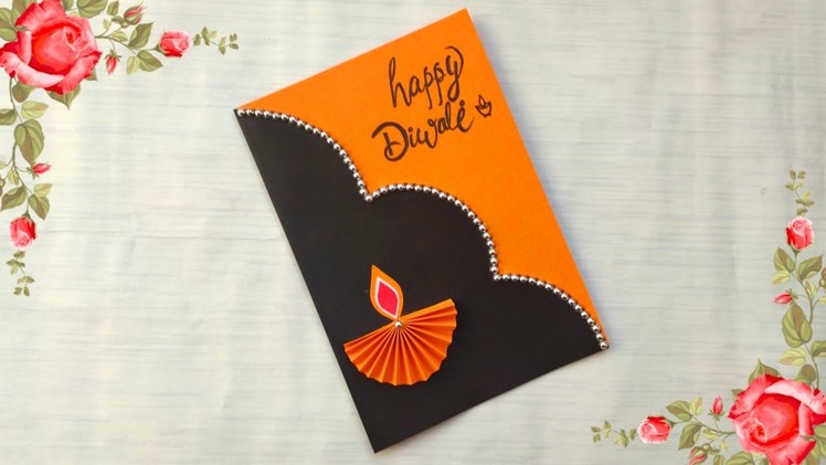 Easy and Beautiful Diwali card making. Handmade Diwali greeting card ideas. DIY Diwali card easy