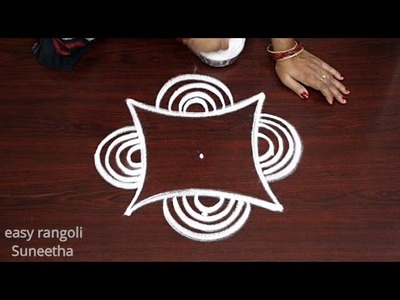 Easy & Simple rangoli designs || Creative kolam Arts by Suneetha || Beautiful muggulu with 3 dots