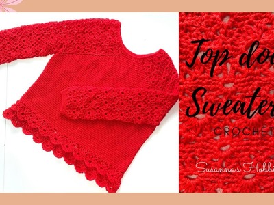How to #crochet 4K | Flower motif look #top-down #sweater | Part 2