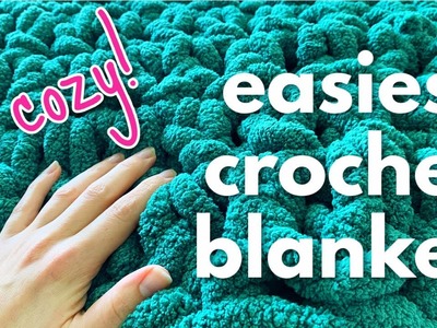 How To Crochet A Throw Blanket With Chunky Yarn (EASY BEGINNER TUTORIAL!)