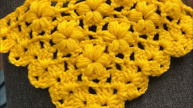 How To Crochet | Flower Triangle Shawl | Wrap | Scarf | Bandana