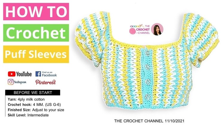 How to Crochet Puff Sleeve Top By The Crochet Channel