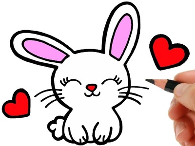 HOW TO DRAW A CUTE BUNNY EASY STEP BY STEP - DRAWING ANIMALS