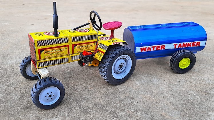 How to Make Matchbox Water Tank Tractor ???? Trolley - DIY Tractor Science Project