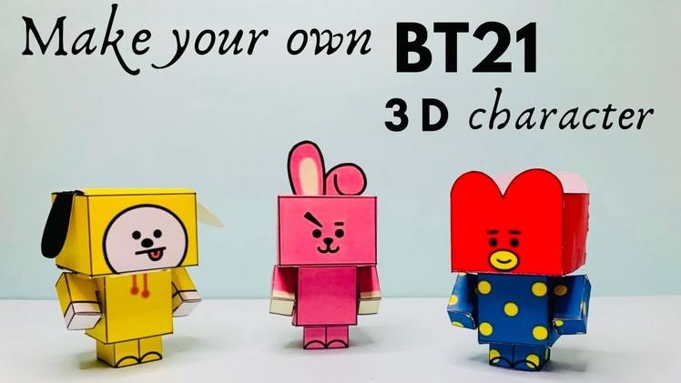 Make your own Bt21 3D character || Tata Chimmy Cooky || Bts room decor || Bts diy