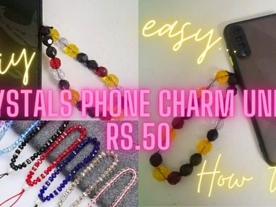 PHONE CHARM DIY | *CRYSTAL* PHONE CHARM | PHONE CHARM UNDER RS.50.- ONLY | Aditi Banik