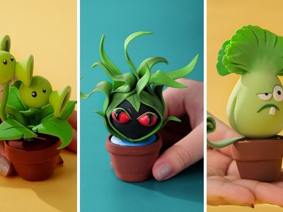 PLANTS VS ZOMBIES Figures Making - Threepeater, Tangle Kelp, Bonk Choy | DIY Clay