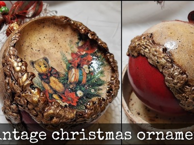 Vintage christmas ornament ❤️❄️❤️ Decoupage tutorial ❄️ Retro bauble