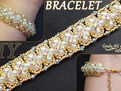 Wedding Beaded Bracelet Pearls & Crystal Beads DIY Jewelry Making Tutorial