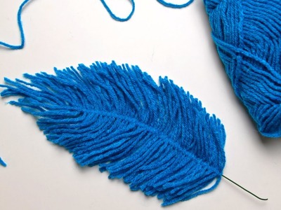 Woolen feather making | Yarn feather | DIY Room decor | Amazing Wool craft DIY ideas | Yarn crafts