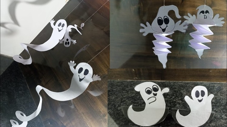 3 Easy Halloween Crafts.DIY Ghost Paper Craft