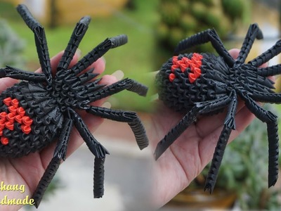 3d origami spider , halloween decoration | DIY paper spider halloween decor idea