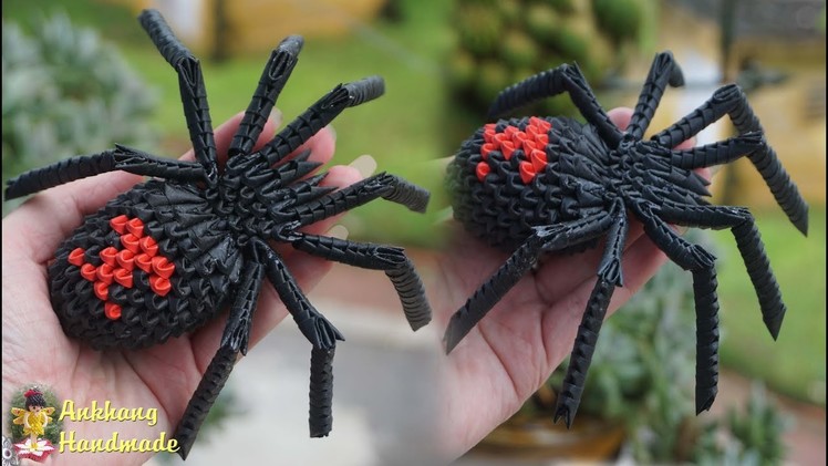 3d origami spider , halloween decoration | DIY paper spider halloween decor idea