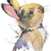 Counted Cross Stitch pattern watercolor rabbit chart 138*172 stitches CH1501