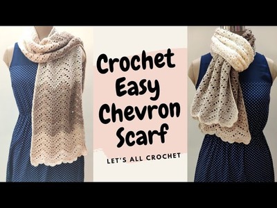 Crochet Scarf with Pockets. Crochet Pocket Shawl Easy Beginner Friendly Tutorial Ziy Chevron Scarf