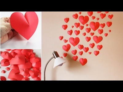 DIY Paper Hearts Wall Decoration Idea | Easy Wall Decoration | Easy Paper Crafts | Crafter's Crafts