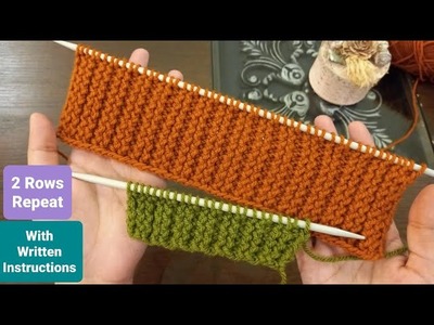 Easy Knitting Border | Simple & Easy 2 Row Repeat Border | Easy Knit Stitch Patterns for Beginners