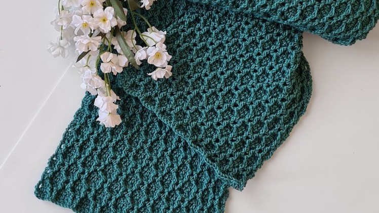 HOW TO CROCHET HONEYCOMB STITCH SCARF TUTORIAL