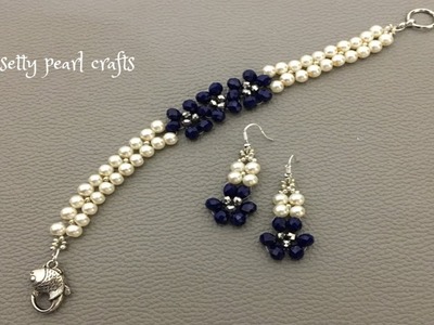 How to make crystal bracelet with pearls and rondelle beads. Jewelry making.@Pinisetty Pearl Crafts