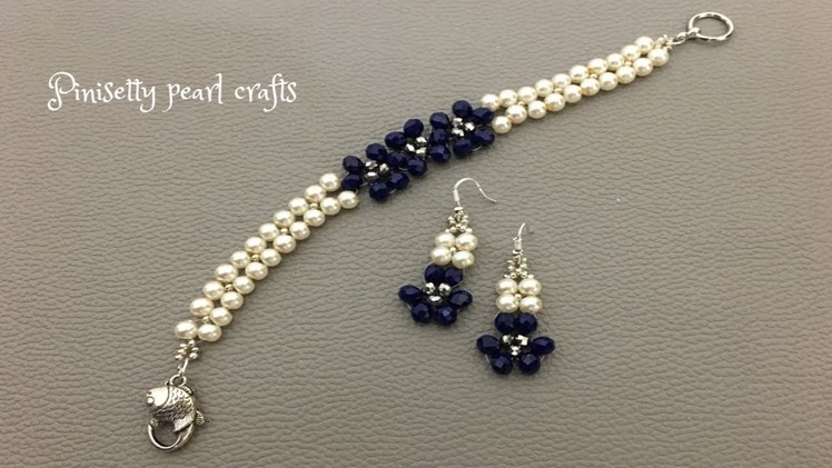 How to make crystal bracelet with pearls and rondelle beads. Jewelry making.@Pinisetty Pearl Crafts