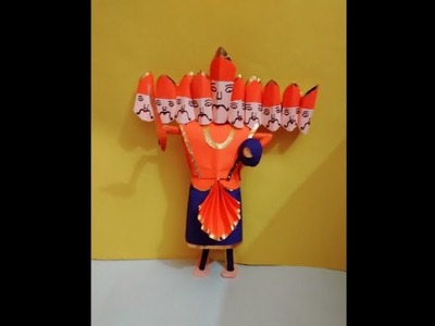 How to make Ravan with paper | dussehra craft| paper cup craft | Ravan kaise banate hain #shorts