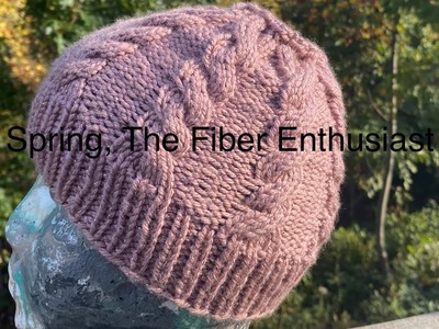 Knitting : Cabled Messy Bun Beanie