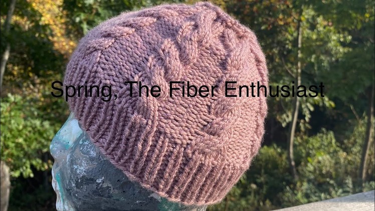 Knitting : Cabled Messy Bun Beanie