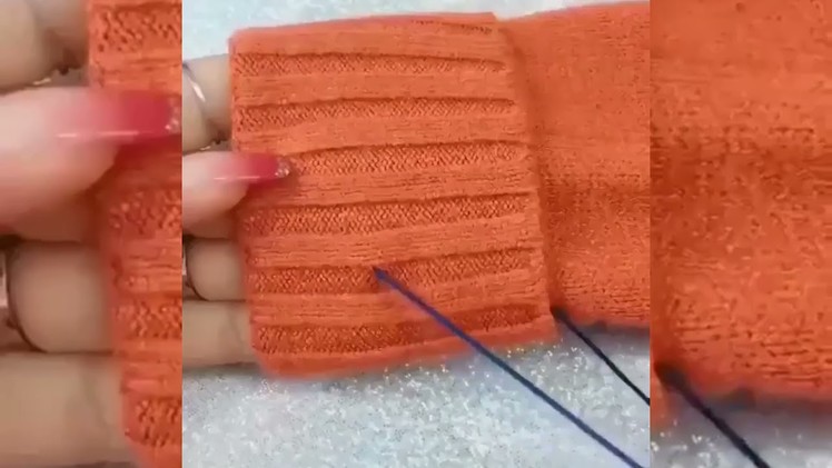 Make sleeve shorter.How to shorten sleeves of a sweater with hand sewing #DIY#Stitch and Crafts