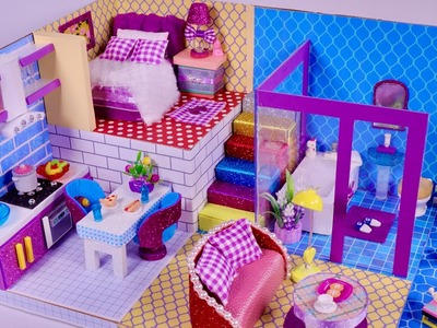 Miniature with Luxury Bedroom, kitchen, bathroom and Living Room -DIY Miniature Cardboard House #15