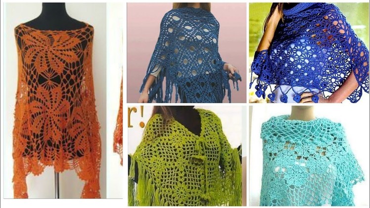 Stylish Beautiful Fashion Poncho Crochet Knit Lace Shawl's Patterns Design Image's