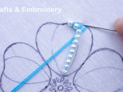 Unique Hand Embroidery Flower Stitch, Beautiful Flower Embroidery With Beads, Beads Work