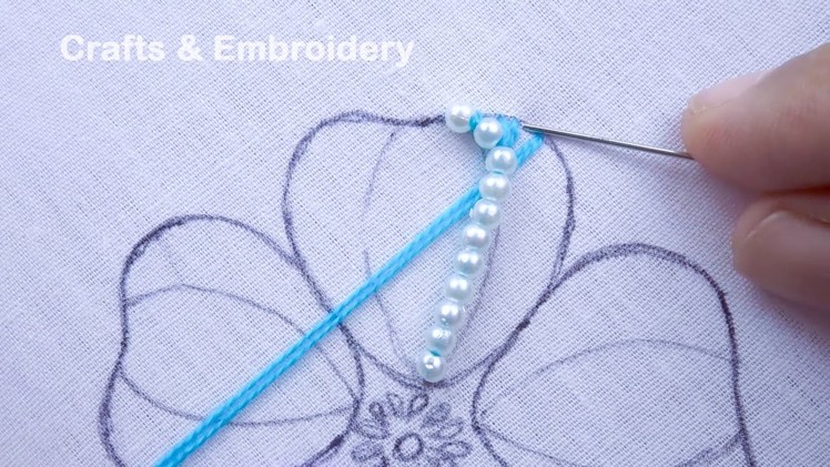 Unique Hand Embroidery Flower Stitch, Beautiful Flower Embroidery With Beads, Beads Work