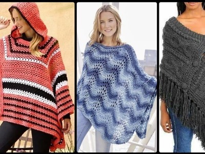 Very Attractive & Stylish Hand Made Crochet Fancy Poncho Designs Collections 2021